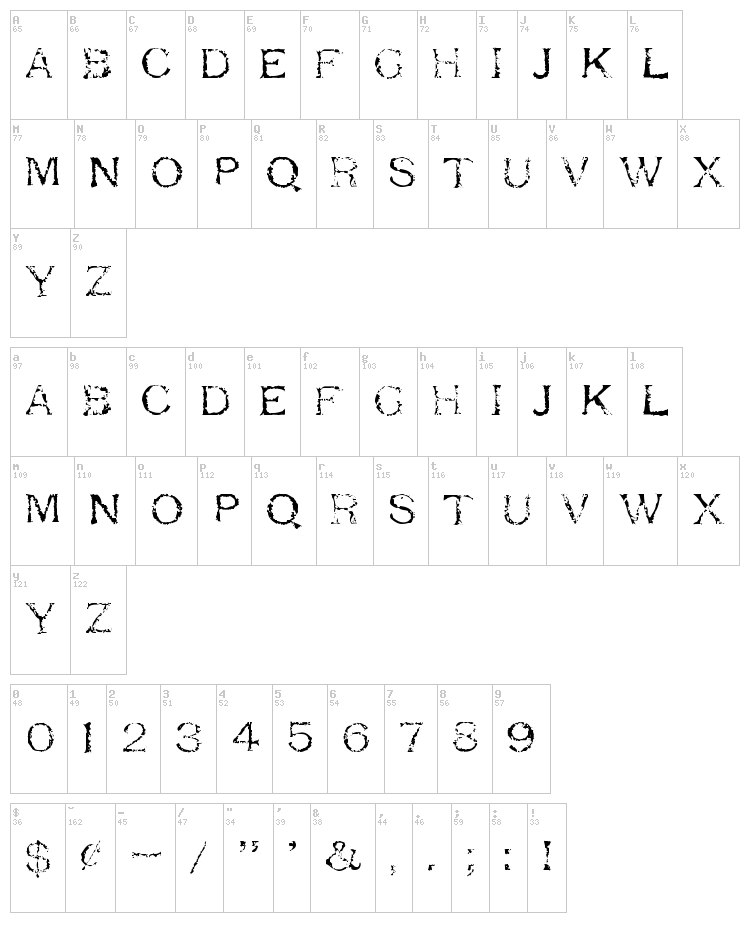 Respess Capitals font map